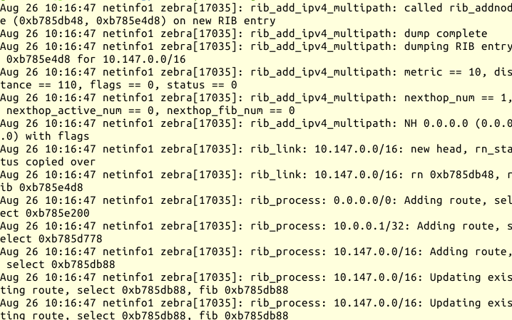 Logeinträge für hinzugefügte Routen
